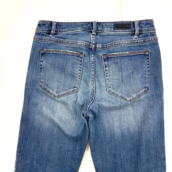 Abercrombie & Fitch Raw Hem Crop Women's size 27 Bleach Splatter Blue Denim jean - Picture 4 of 4